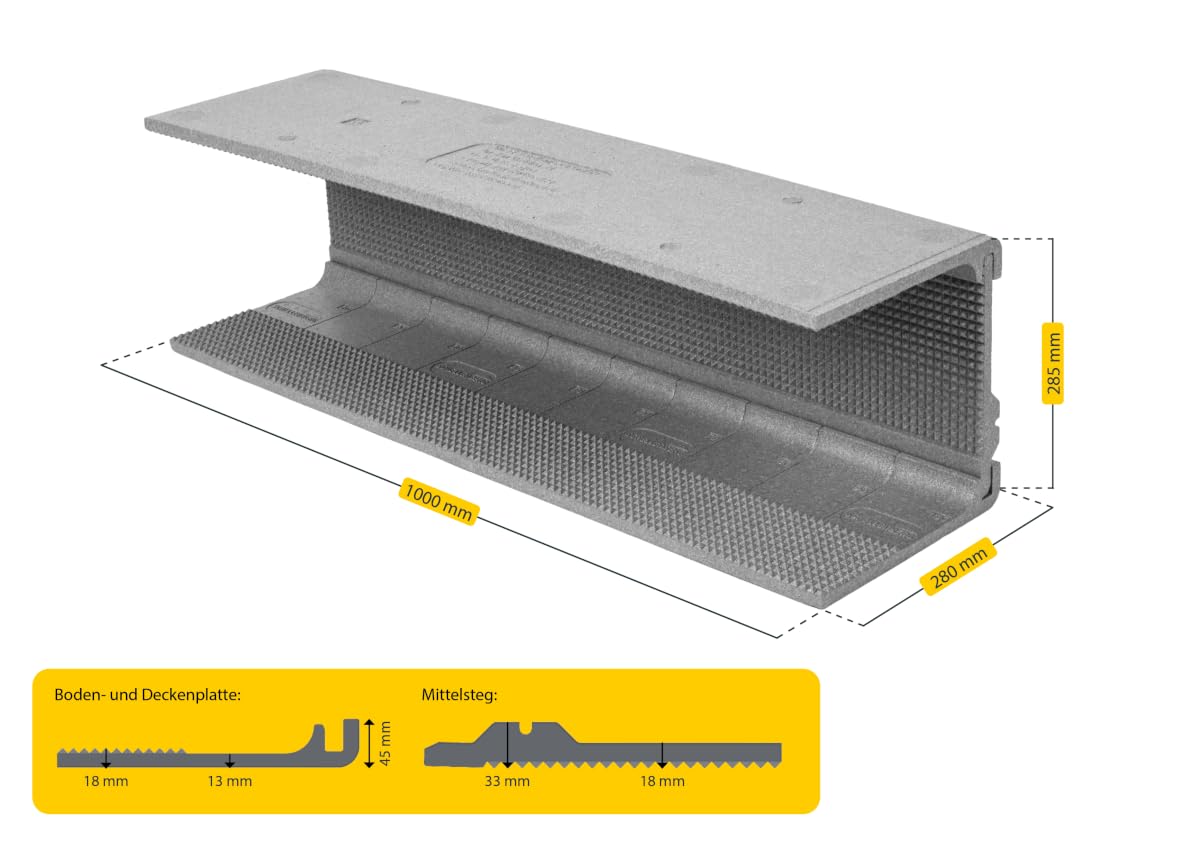 Schellenberg Rolladenkastendämmung 100 x 28,5 x 28 cm grau, Dämmung mit Steckverbindung für Rollladenkästen, Wärme‑ & Schalldämmung, Schutz vor Schimmel, einfache Nachrüstung ohne Werkzeug, 66285