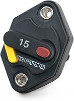 Vista 45 de E9 50 Amp Disyuntor con diseño de interruptor empotrado Protección IP67 impermeable DC 12V-72V 50A Reinicio manual UL montaje en superficie