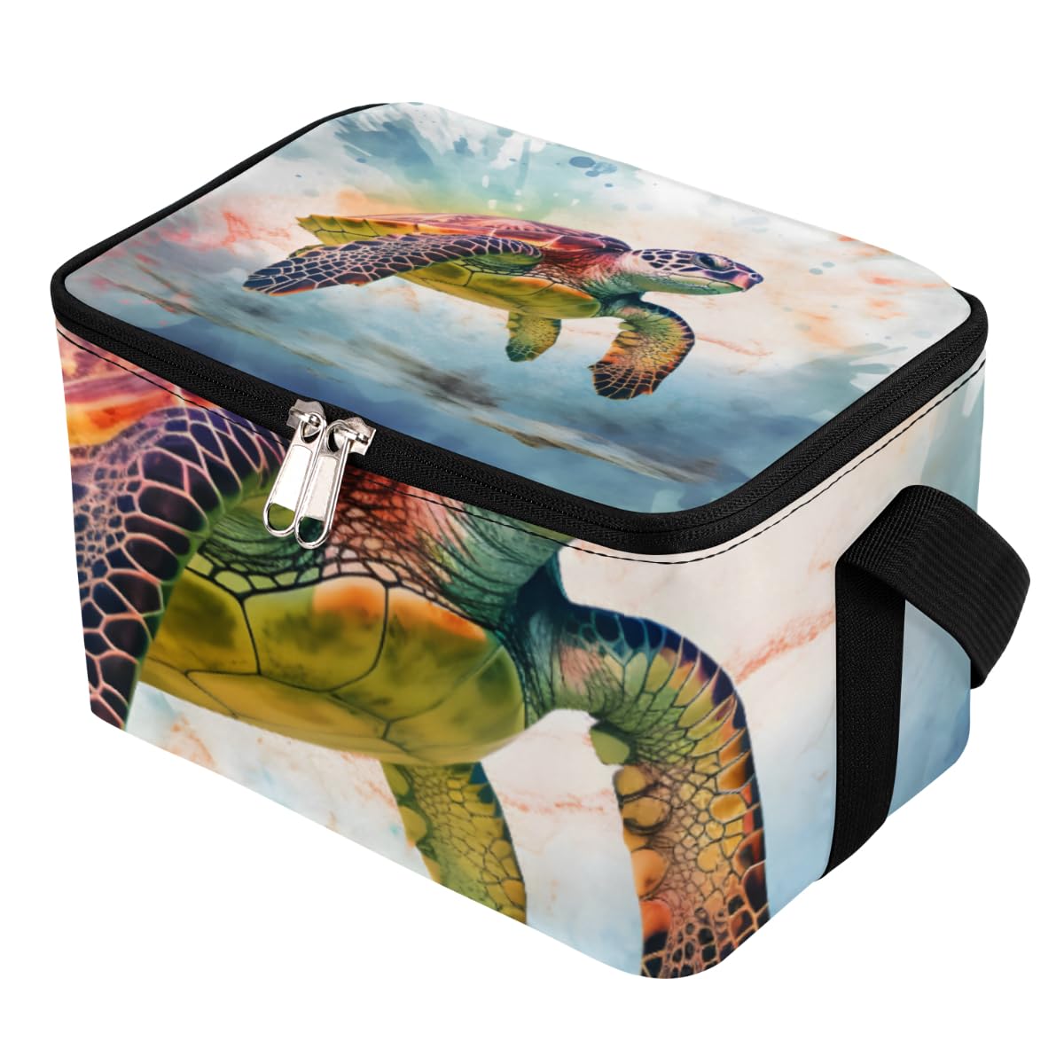 GzLeyigou Lunch Bags for Women Men 9 Cans,Watercolor Turtle Hot & Cold Food Delivery Bag Insulated Grocery Bag Insulated Lunch Box Sea Turtle Cooler Bag for Office Work Picnic Beach