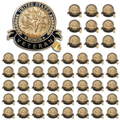 50 PCS US Veterans Day Eagle Lapel Pins - American Flag Pin Veterans Day & Memorial Day Gifts for Men and Women