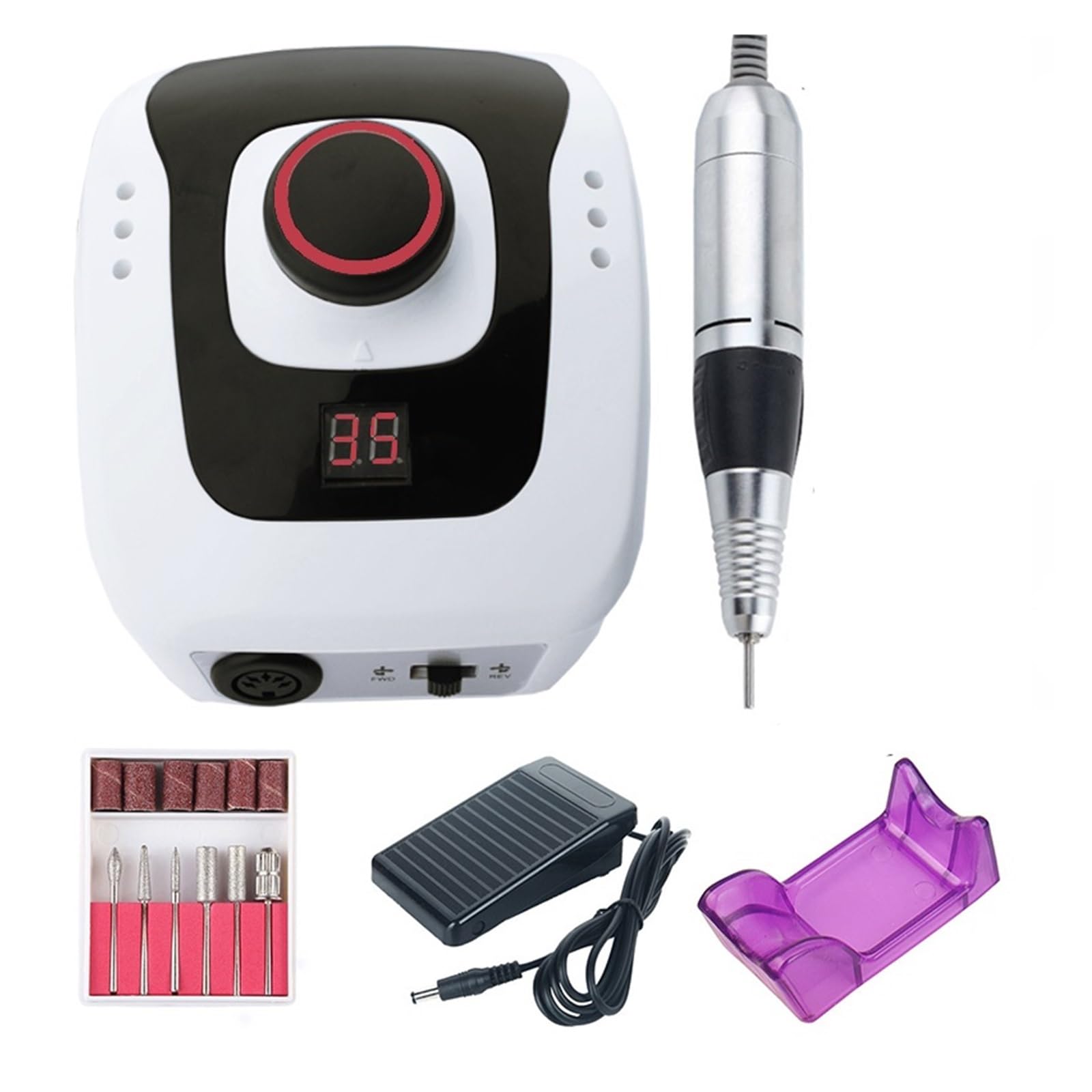 Torno para Uñas, Taladro eléctrico de uñas de 35000 RPM, juego de taladro de manicura y pedicura, pulido de salón de uñas, fresas, taladro de uñas de mano izquierda