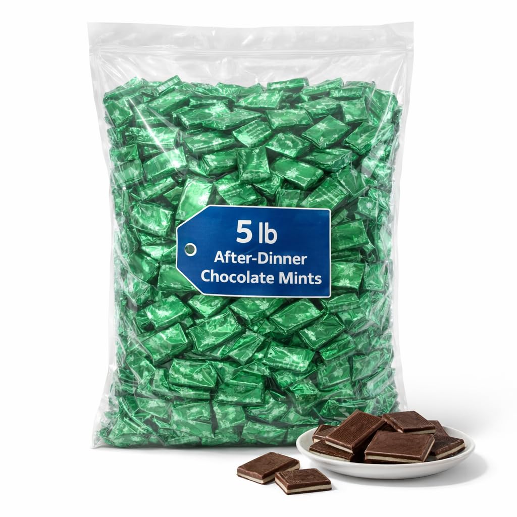 After-Dinner Chocolate Mint Candies Bulk 5 LB Pack, Rich Creamy Mint Chocolate Dessert Candy for Parties, Events, Candy Buffets, Offices, and Sharing 10041186000931