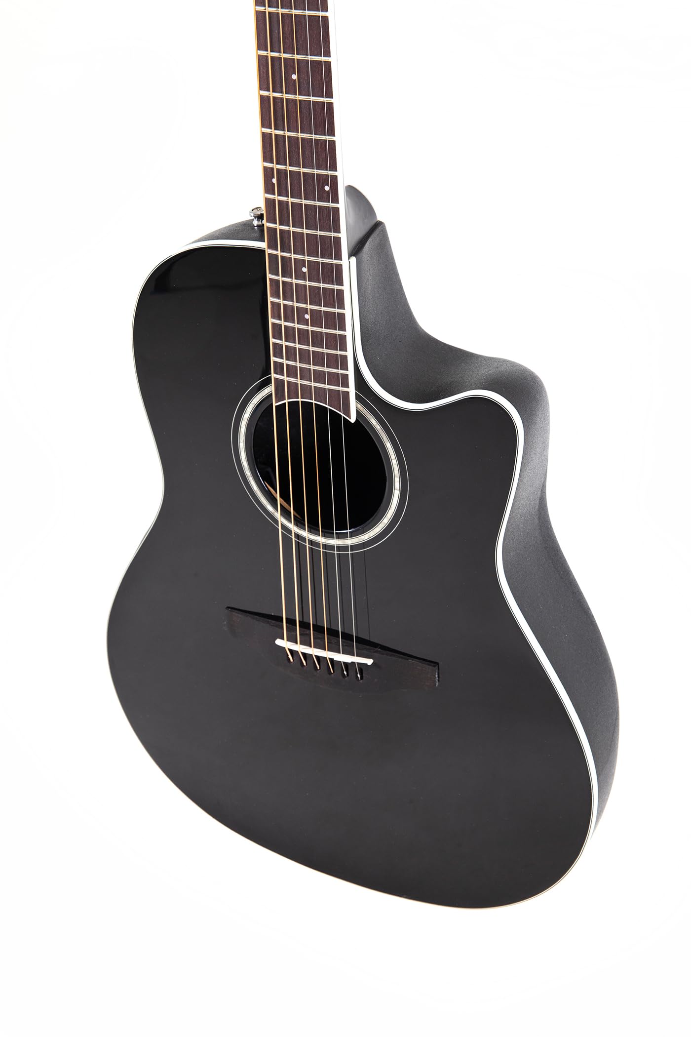 Ovation CS24-5-G - Chitarra acustica elettrica Celebrity Traditional CS24 Mid Cutaway – Coperta in abete massello – Mid-depth Lyrachord Body – Black – CS24-5-G