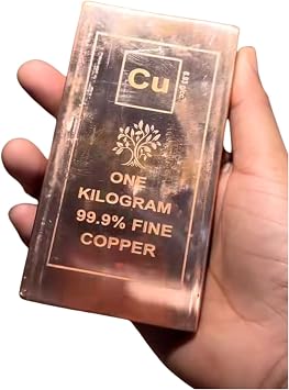 Decorative Solid Copper Bar 1 kg | 99.9% Pure Copper Cu 999 | Display, Craft & Educational Collectible