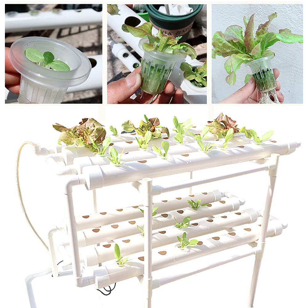 Kit Hydroponique 72 Trous 2 Couches Système PVC Culture Plantes Légumes Jardin Arrosage
