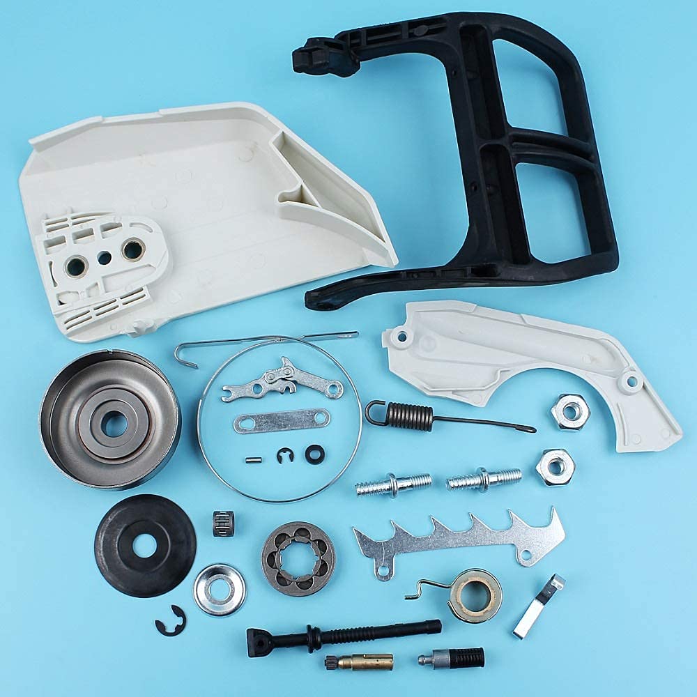 Embrague Tapa de Tambor Protector de manija Filtro de Aceite Bomba Wrom Gear Kit Compatible con STIHL MS170 MS180 017 018 Cadena de Motosierra Banda de Freno Resorte