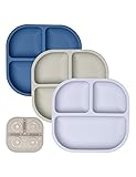 BABELIO Powerful Suction Plates for Baby and Toddler, 100% Food Grand Silicone, Divided,...