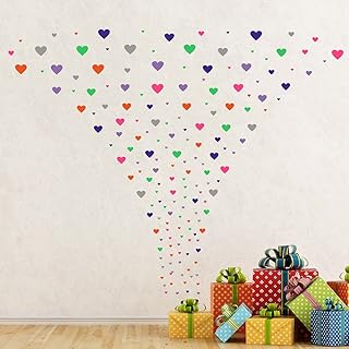 ANFRJJI Heart Wall Decal - Love Romantic Cute PVC Removable Wall Sticker with 222 Hearts in 6 Mix Colors - Vinyl Stickers for Kids and Girls Room Decoration - Nordic Bedroom Decor JWH156 (state gray+hydrangea purple+fluorescence green+purple+pink+orange)