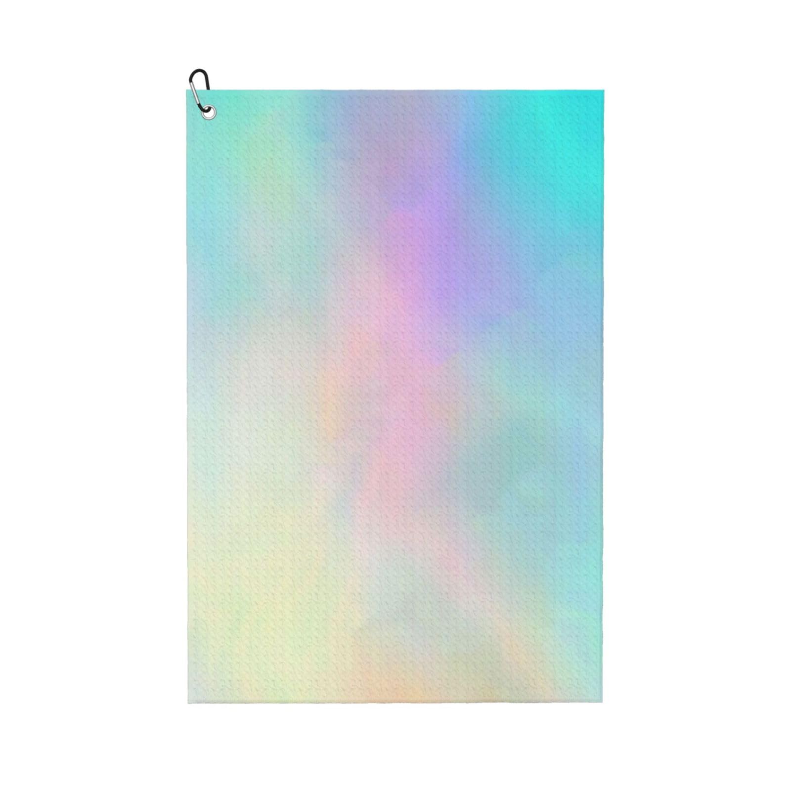 Hnnkloy Very Beautiful Rainbow Texture Hologram Foil, 16x24 in Portable Waffle Golf Towels with Carabiner Clip for Golf Bag