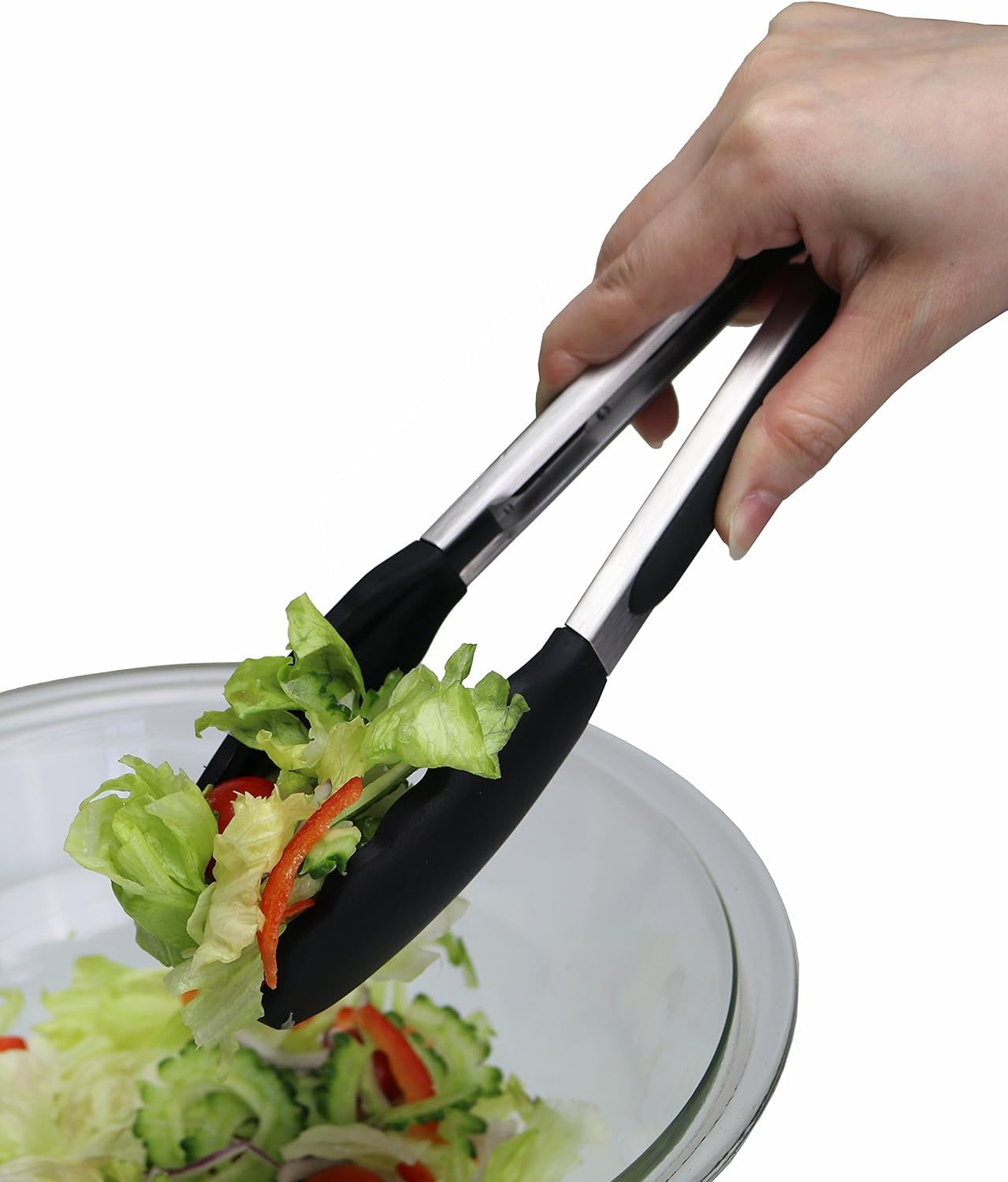 Baker Home Siyah Silikon Uçlu Mutfak Maşası - 23 cm, Asma kilit sistemli paslanmaz çelik sap, Kolay Kavrama, Mangal, Salata, Makarna, Barbekü, Kamp için Uygun