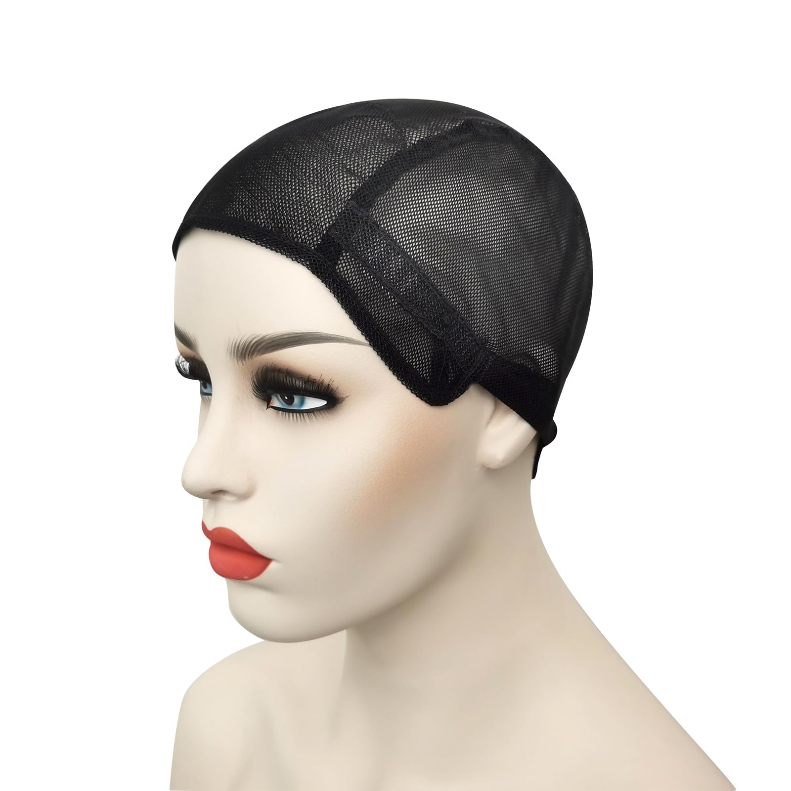 Mesh Wig Caps for Making Wigs 2 pcs Black Color Stretch Weaving Caps with Back Adjustable Straps For Women (Medium, Black Stretch Cap) Black Stretch Cap Medium (2 Count)