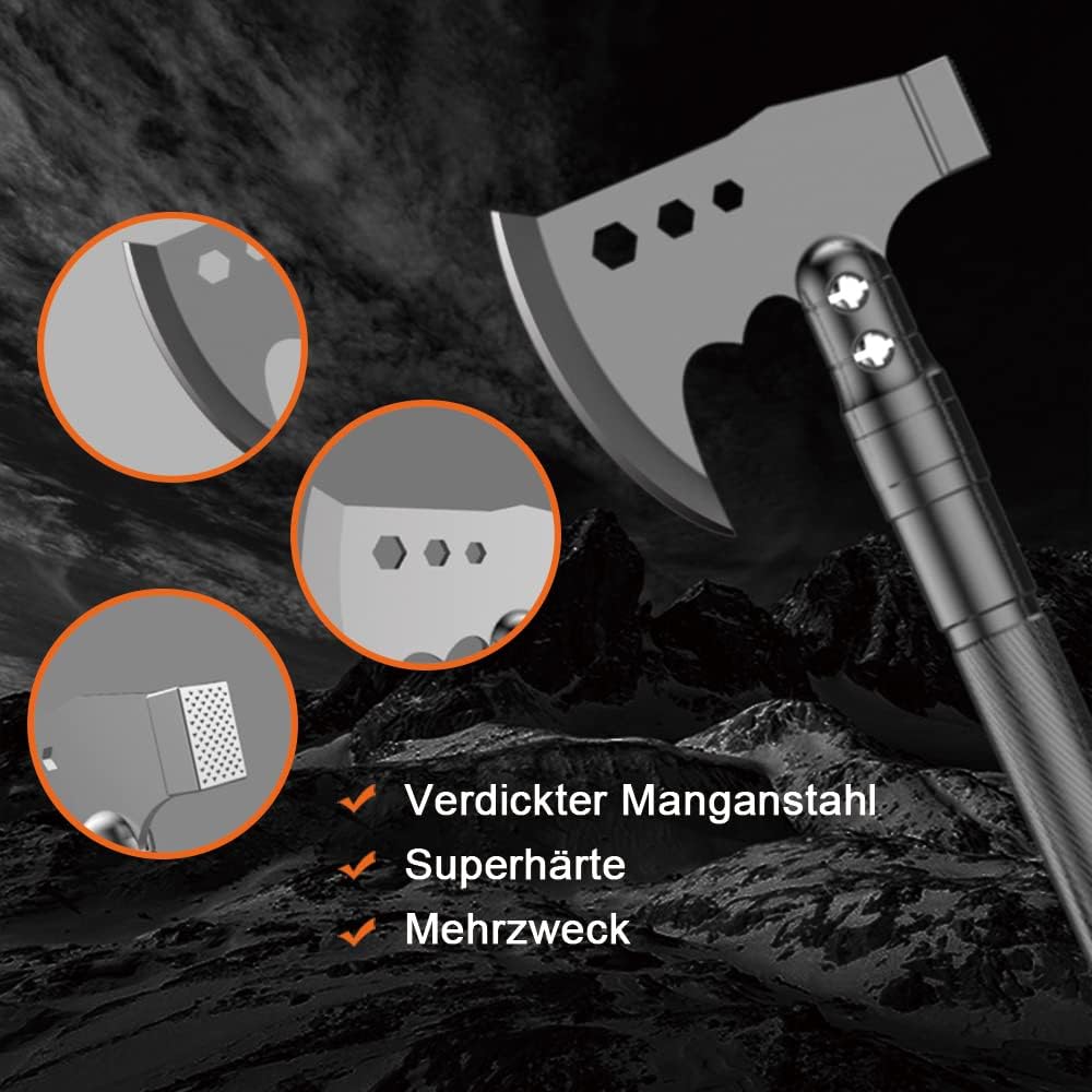 YANTOO Multipurpose Camping Tool Kit, Professional Vehicle Rescue Tool Box, Military Folding Shovel, with Axe, Compass, Screwdriver, Fire Starter, Carrying Case.