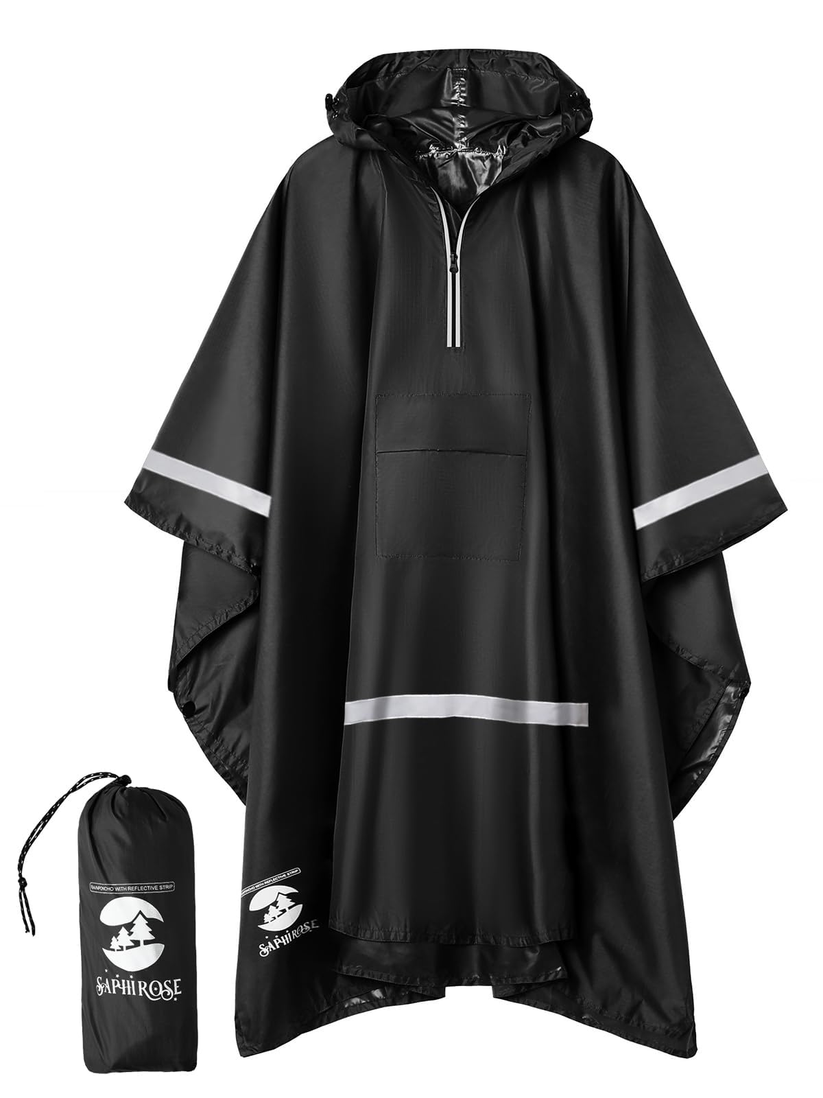 SaphiRose Hooded Rain Poncho Waterproof Raincoat Jacket for Men Women Adults