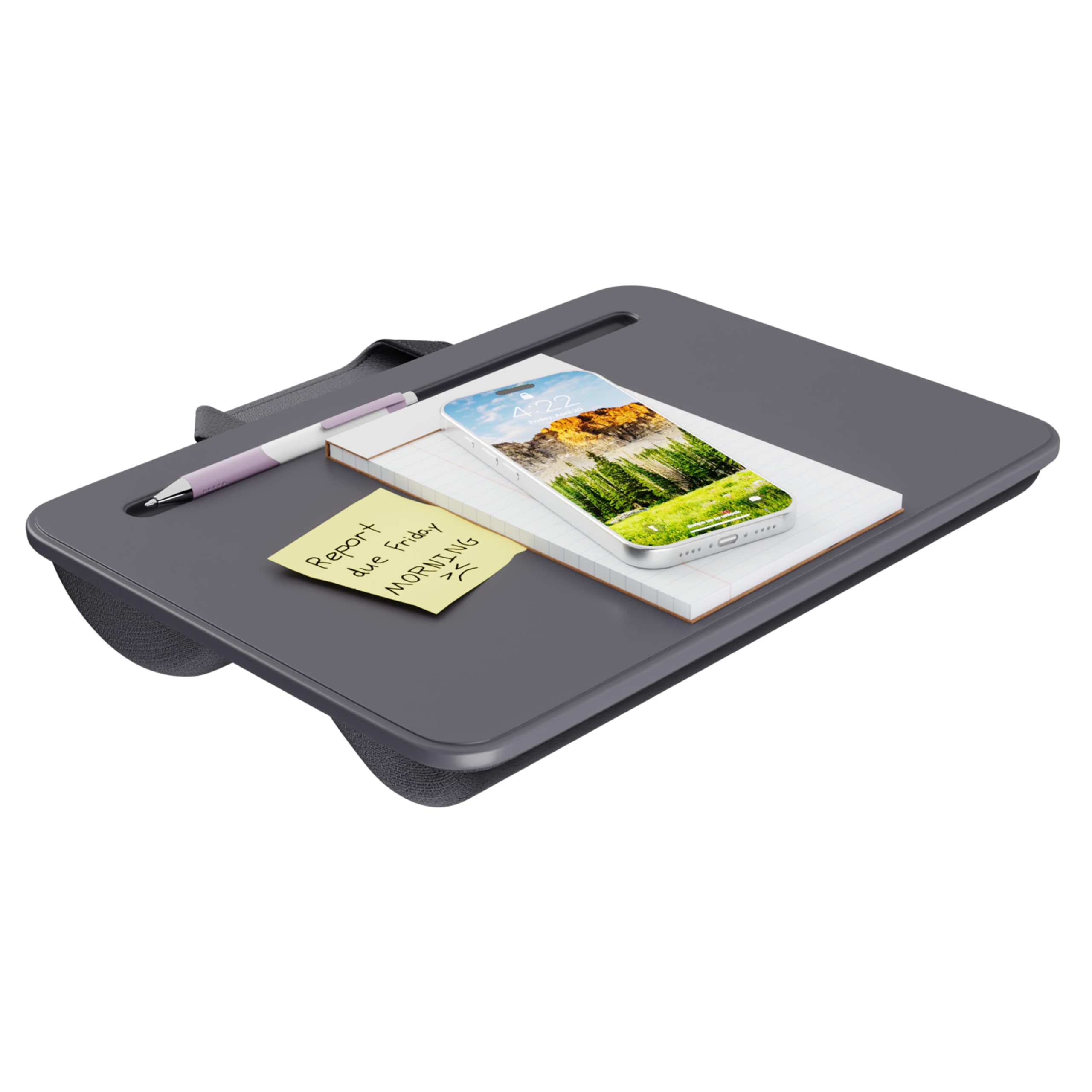 Compact Lap Desk – Fits Up to 15″ Laptops – Charcoal – Style No. 43105