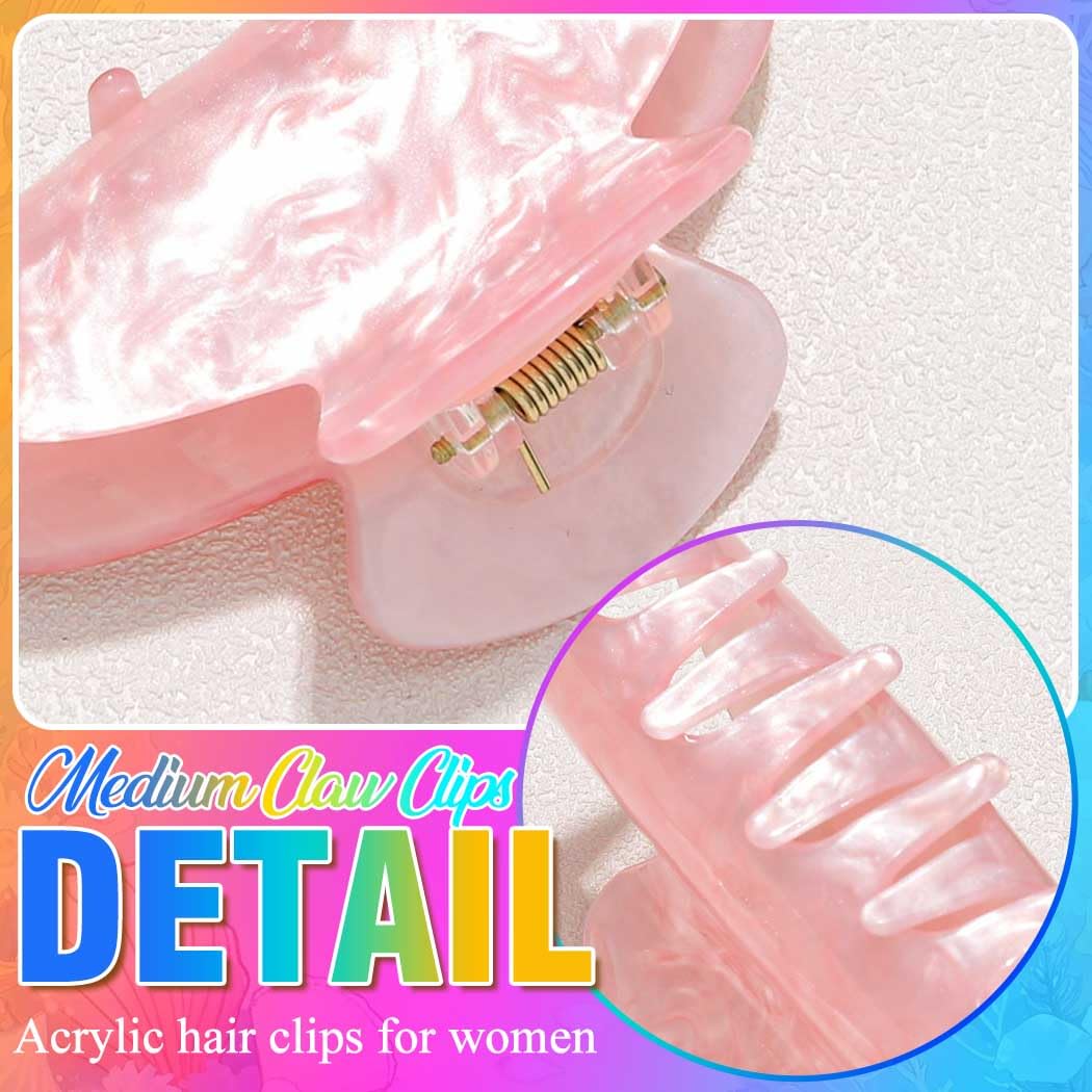 BARTOSI Acrylic Claw Clips Pink Hair Clips Medium Claw Hair Clip Cute Hair Accessories for Women and Girls (Pack of 2) - Image 4