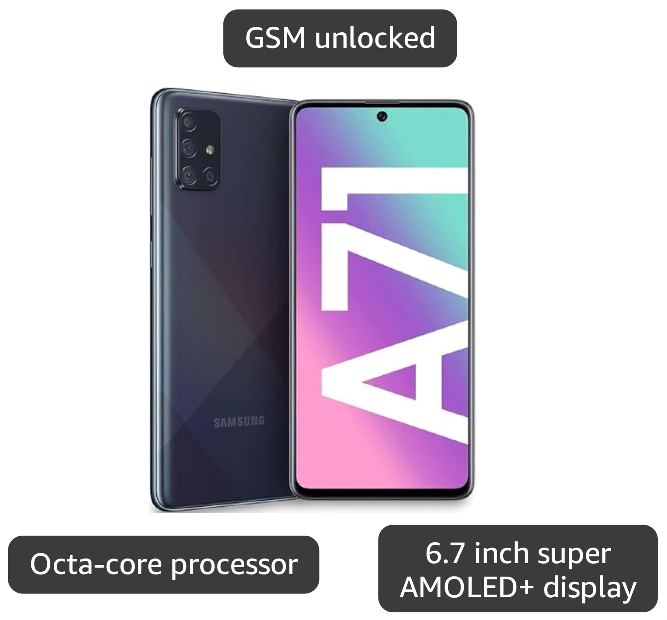 Amazon.com: Samsung Galaxy A71 5G, 128GB, Prism Cube Black