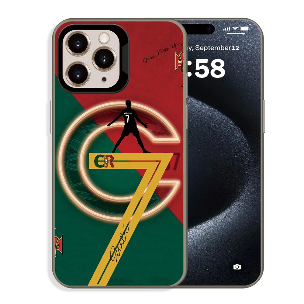 Compatible avec iPhone 13 Pro Portugal Soccer Legend Star Jersey No.7, design esthétique et citations classiques, anti-chute, anti-chocs