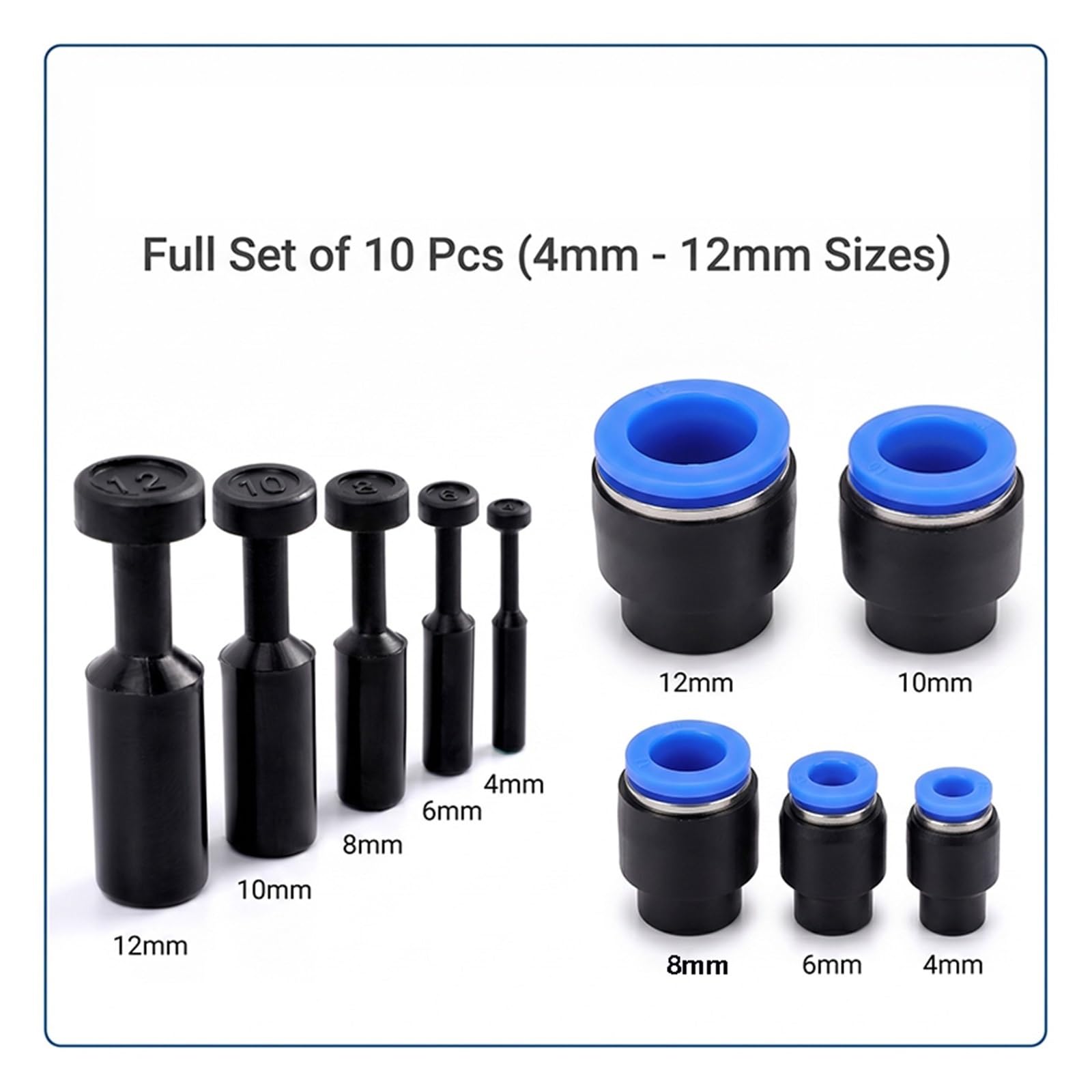 10 Uds tapones neumáticos PP-4 6 8 10 12 14 16mm PPF tapa tubo de manguera conector de empuje tubo de aire accesorio de extremo ciego fontanería de agua(PPF-10)