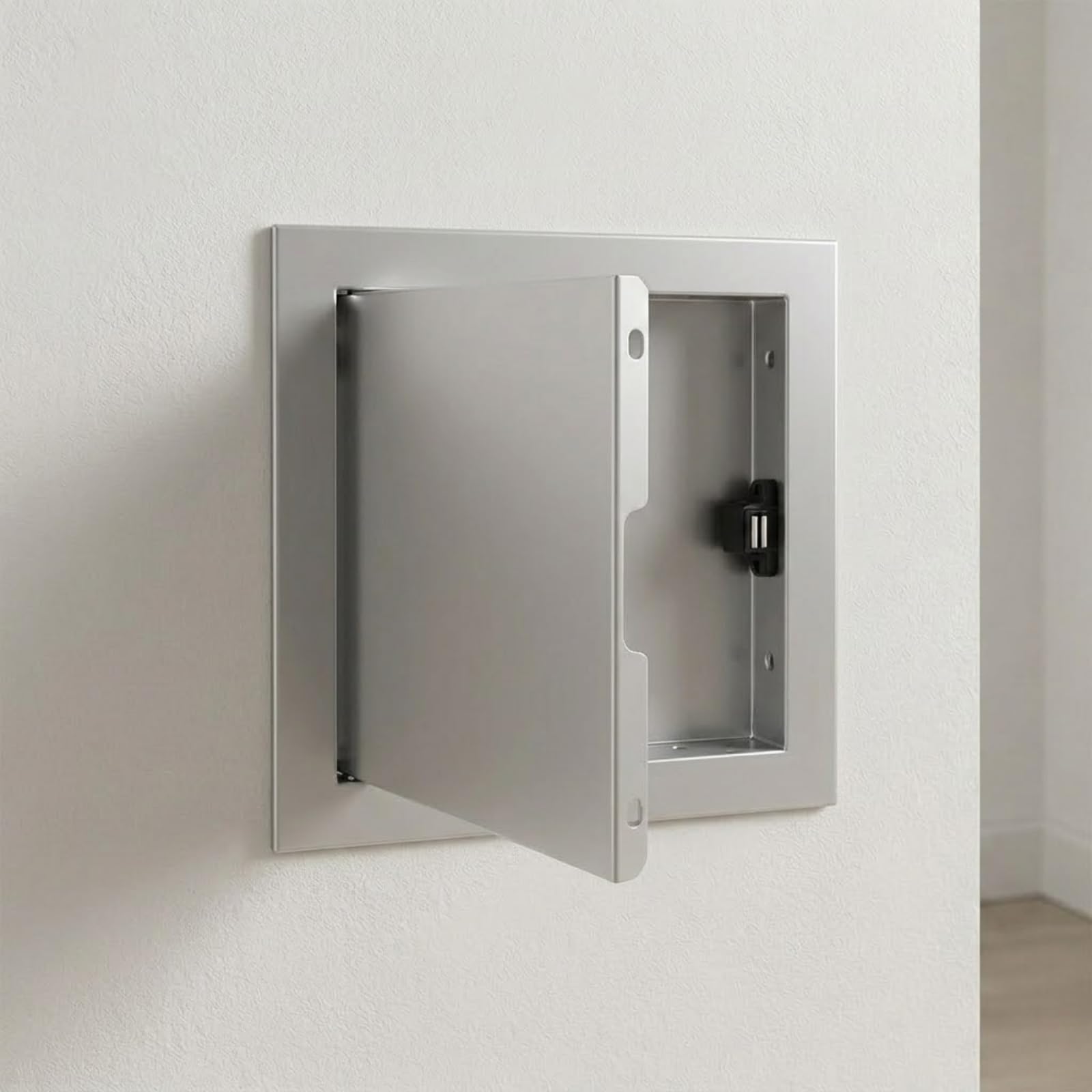 Yqyhnb Gray Aluminium Access Panel 300X300mm Square Inspection Hatch Door Push Lock, Flush Fit Plasterboard Access Panel For Wall Ceiling Electrical Plumbing Cover(,75X75cm)