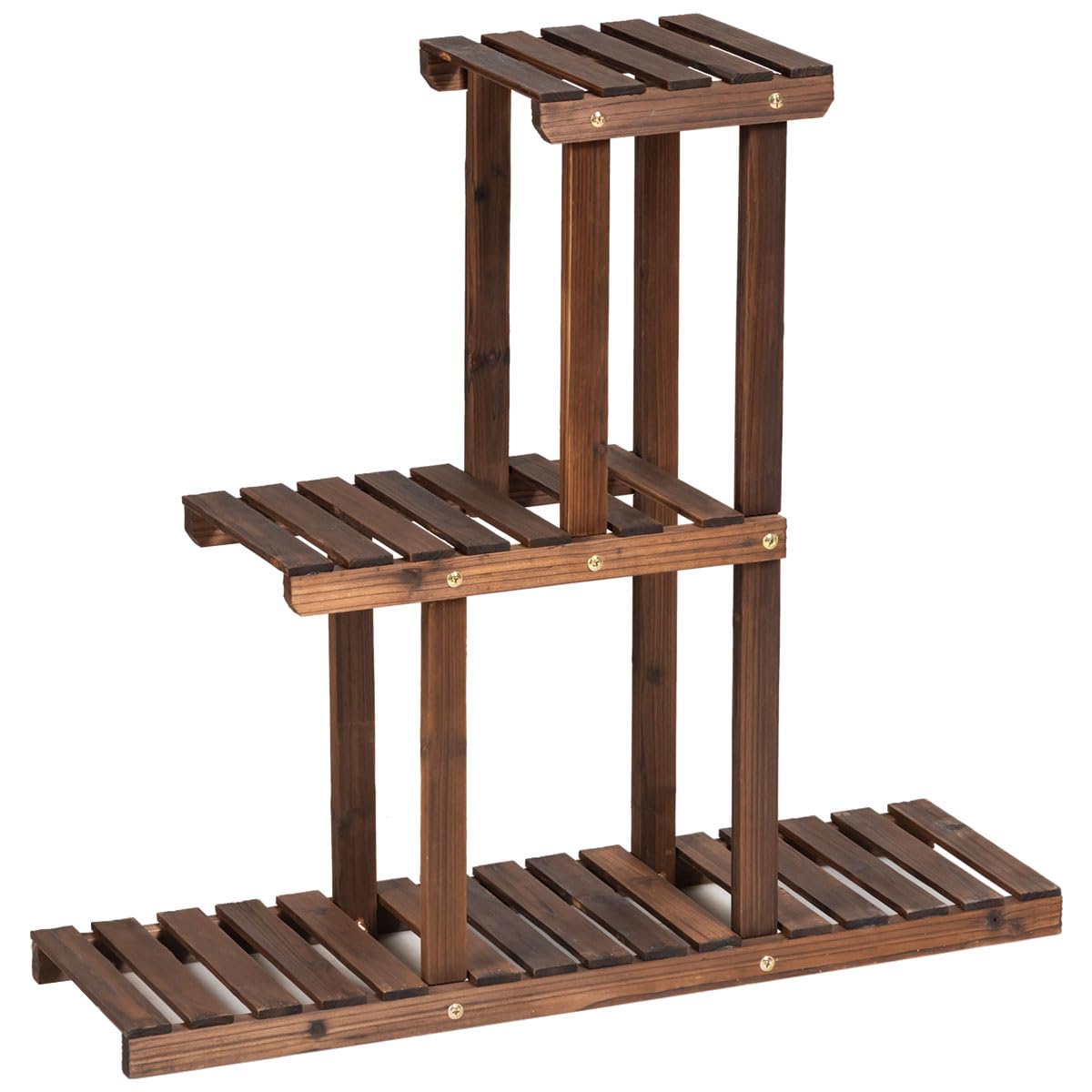 COSTWAY 3/6 Tiers Plant Stand, Solid Wood Flower Pot Holder Bonsai Display Storage Shelves, Multi-Layer Plants Rack for Garden Patio Balcony Living Room (81 x 25 x 75cm, 3-Tier)