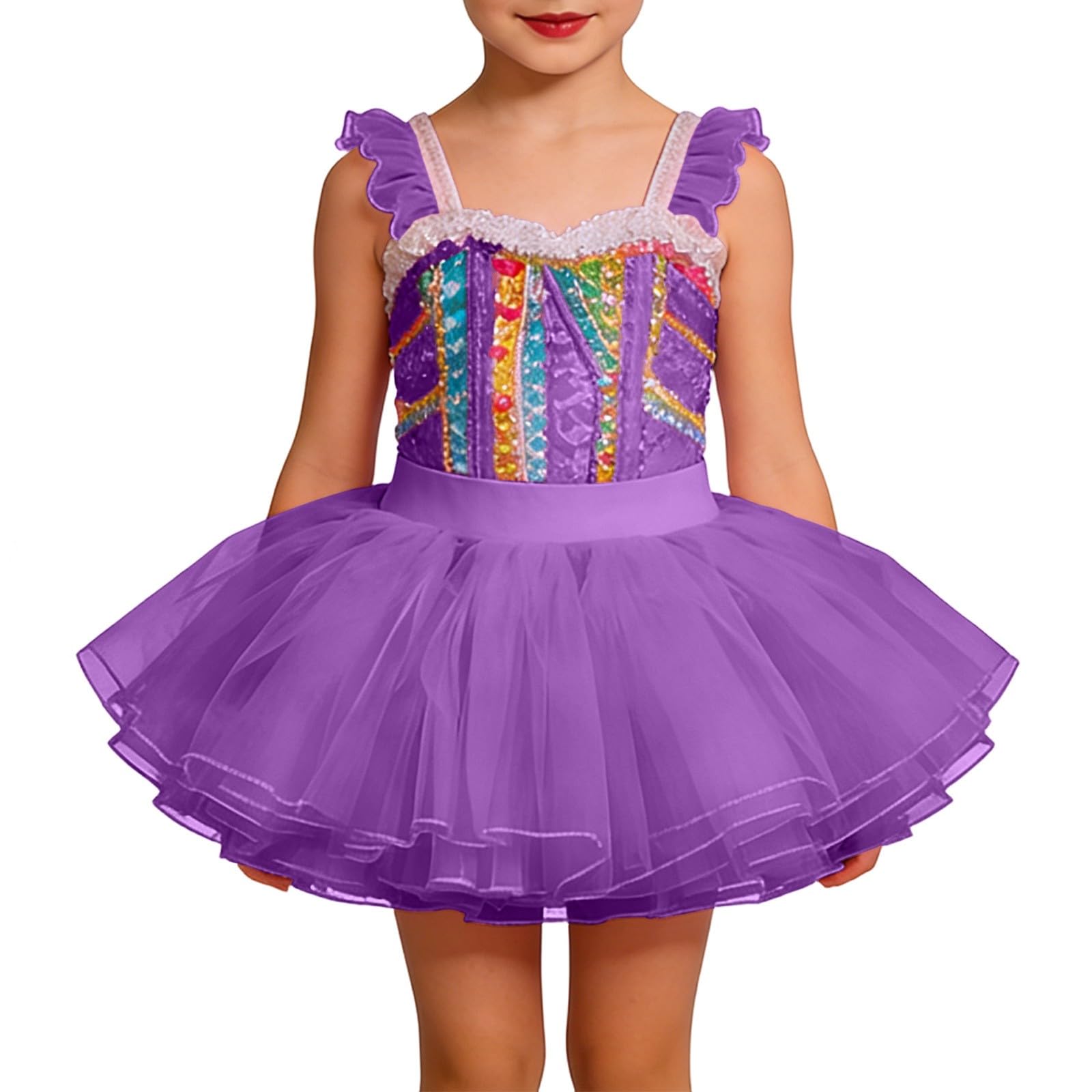 Falda de ballet para niña tutú multicapa acampanada con cintura elástica