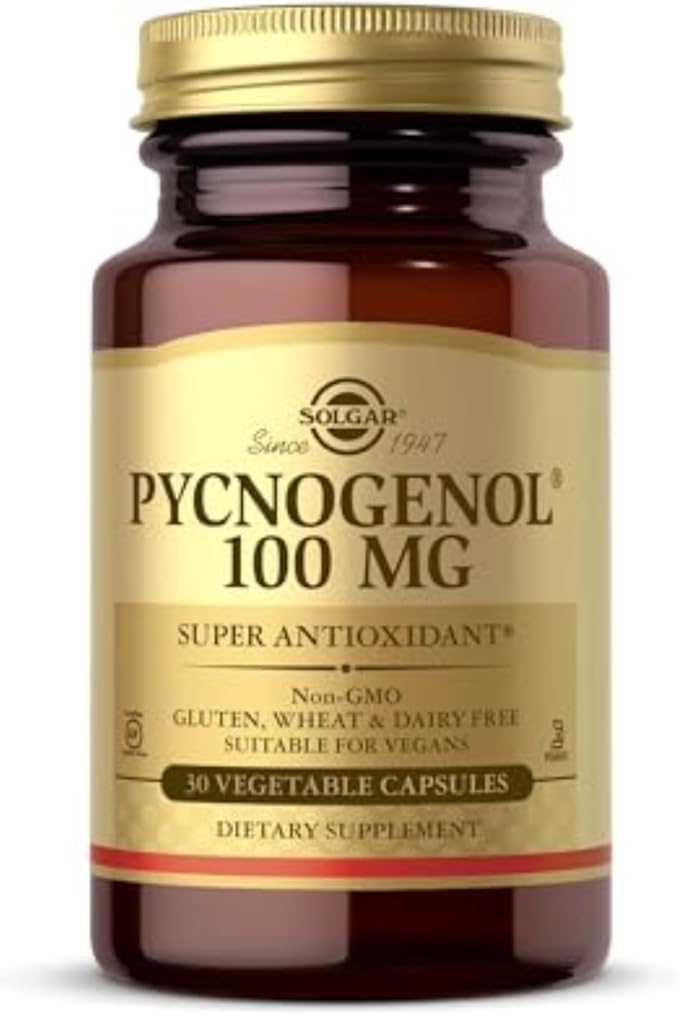 Solgar Pycnogenol 100 mg, 30 Vegetable Capsules - Antioxidant Protection - Healthy Leg & Vein Support - Non-GMO, Vegan, Gluten Free, Dairy Free, Kosher - 30 Servings