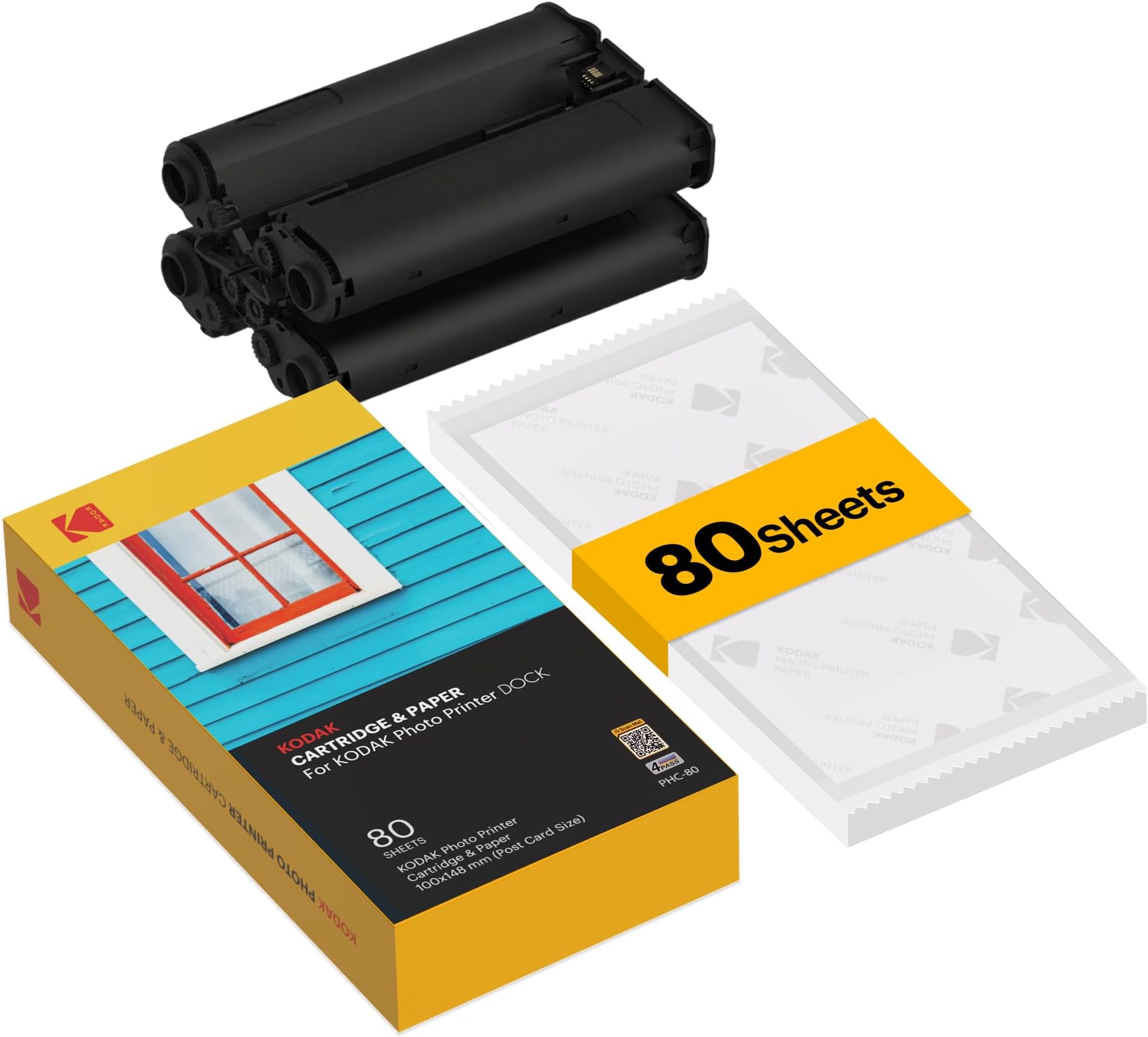 4PASS Film Cartridge (4x6 inches) for Kodak Dock and Dock Plus, 80 Sheets