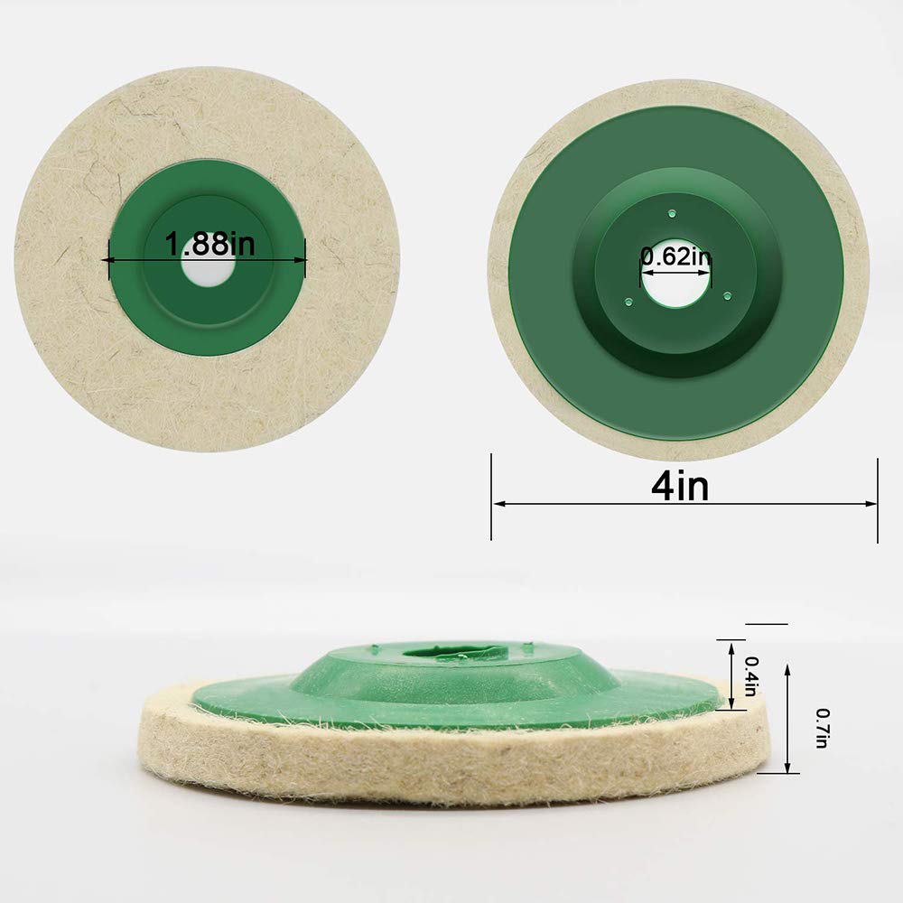 3 Discos De Fieltro De Lana Para Pulir – 100 Mm Para Amoladora Angular – Diámetro Interior 16 Mm – Perfecto Para Pulir Mármol, Acero, Vidrio Y Automóviles