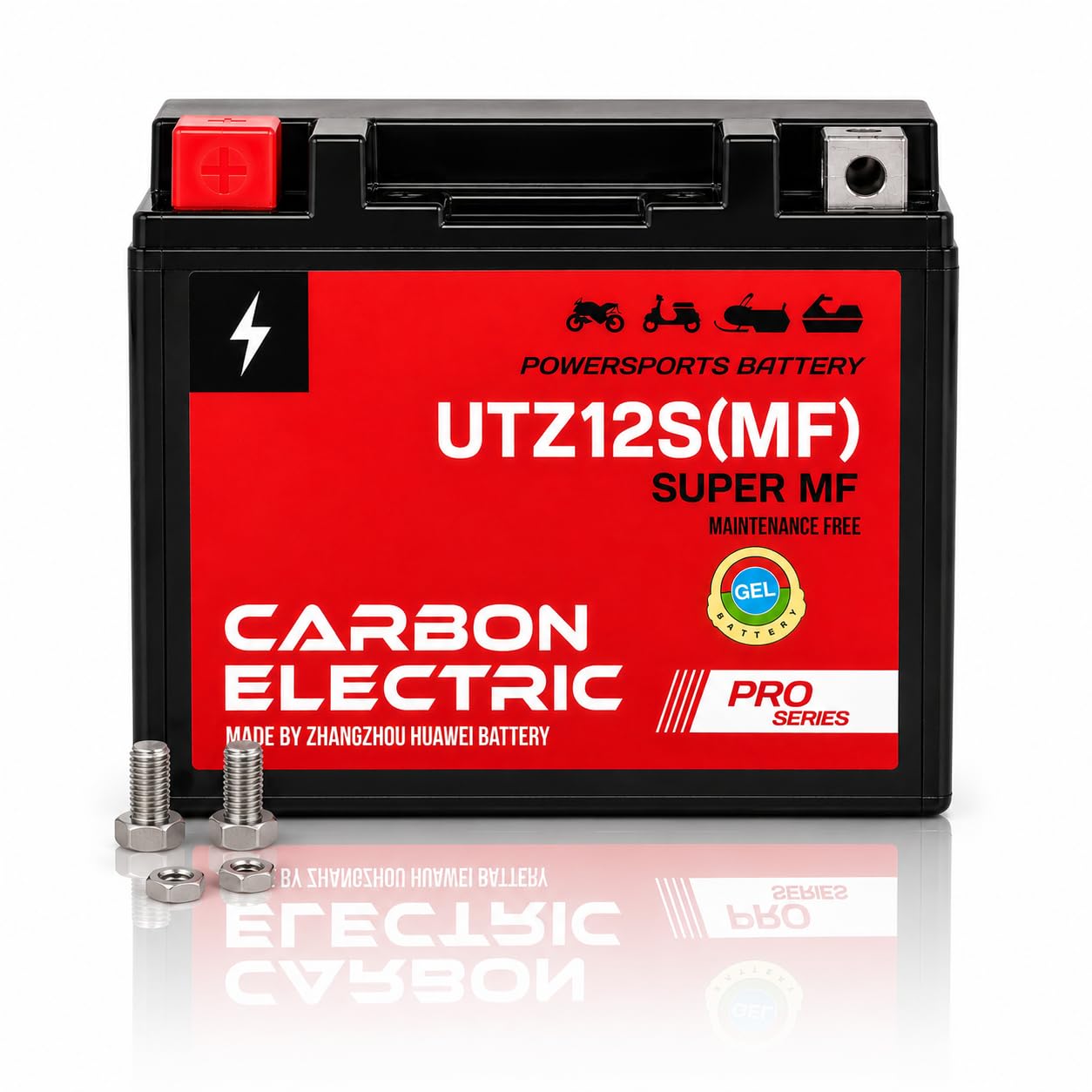 MotorradBatterie 10Ah YTX12-BS GEL Akku 12V – CarbonElectric Wartungsfrei für Motorrad Roller Quad ATV Scooter