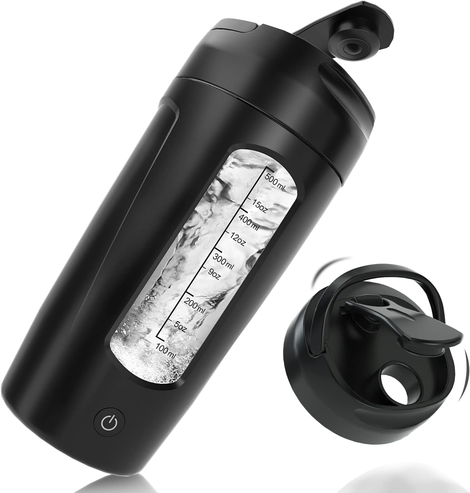 Genteen Blender Bottles, Protein Shaker Bottle for Protein Mixes USB-Rechargeable Powerful Electric Shaker Bottles includes Supplement Storage - BPA Free | 20 oz Cup (Black)