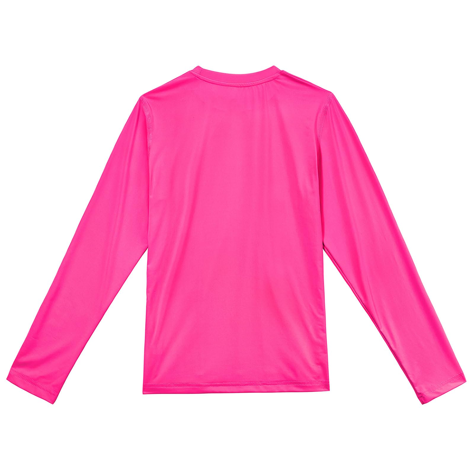 Girls Long Sleeve Rash Guard Shirt UPF 50+ Sun Protection Girl Rashguard Swim Shirt For Girls Rose Red X-Large