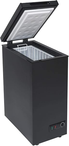 SIA CHF60B Black Chest Freezer with Removable Wire Basket, 53L Slimline Compact Freestanding Freezer, 36cm Wide, Adjustable Temperature Control, E Rated, 2 Years Parts And Labour Guarantee - 1