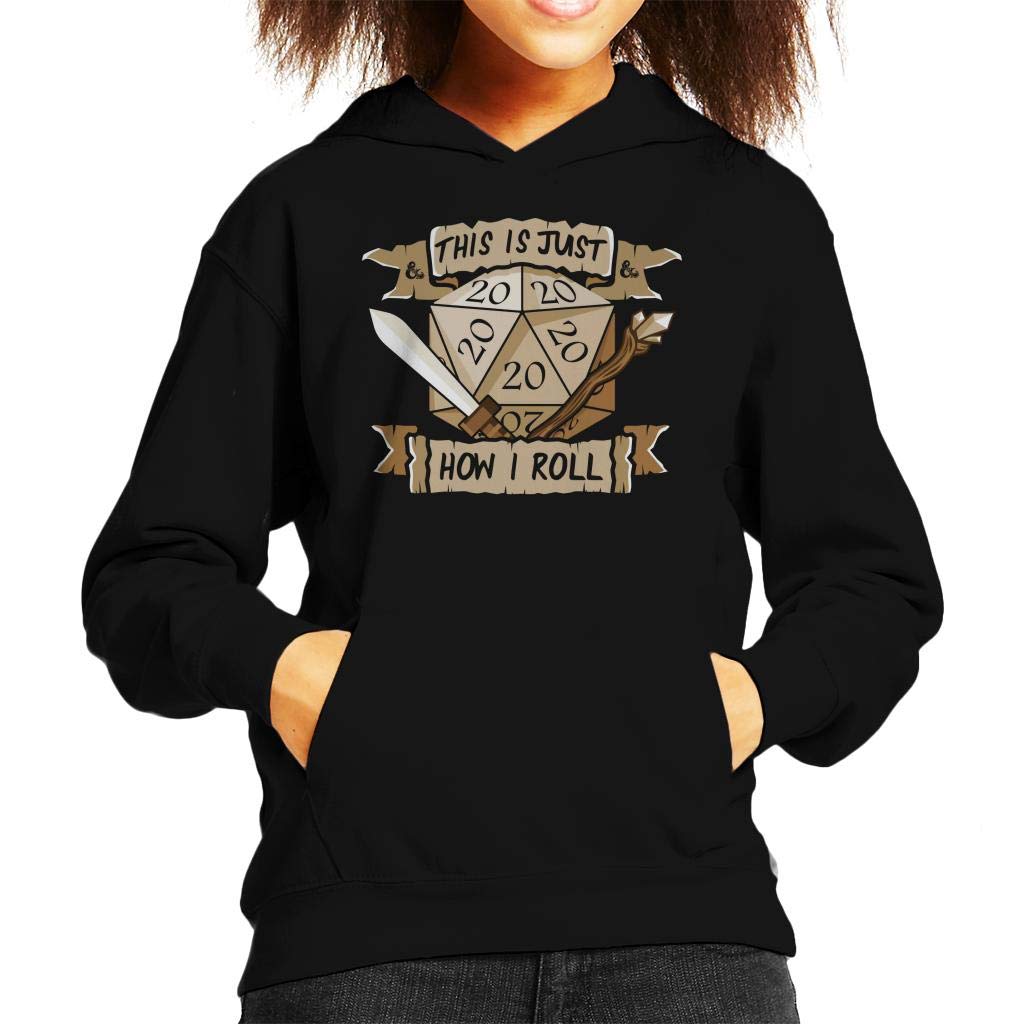 Cloud City 7 This is Just How I Roll Dungeons and Dragons Kid's Hooded Sweatshirt Black