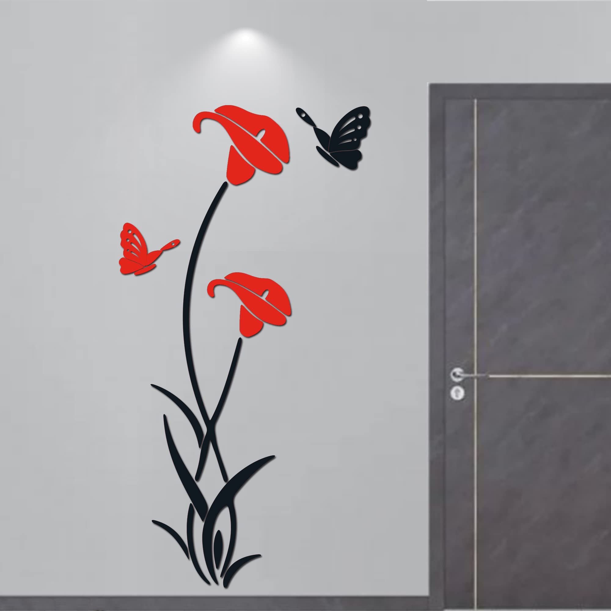 Photo 1 of 3D Lily Flower Wall Sticker for Living Room Bedroom Sofa Backdrop TV Wall Background,DIY Wall Decal Murals Wall Decorations Wall Decor (Red, 70.8 x 37.4 in) Red 70.8 x 37.4 in