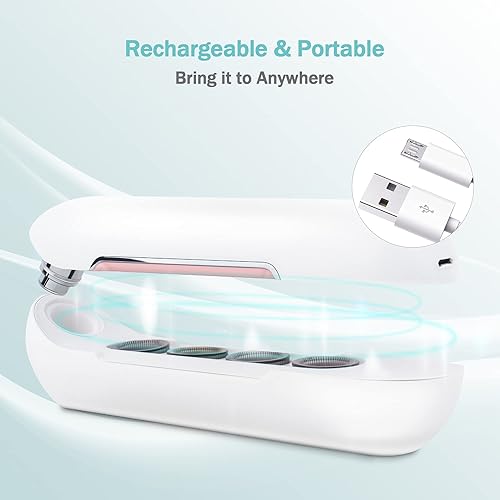 Miniatura 5 de EZBASICS Removedor de puntos negros, aspiradora de poros faciales, aspiradora de puntos negros, recargable, extracción de cabezas blancas con 3