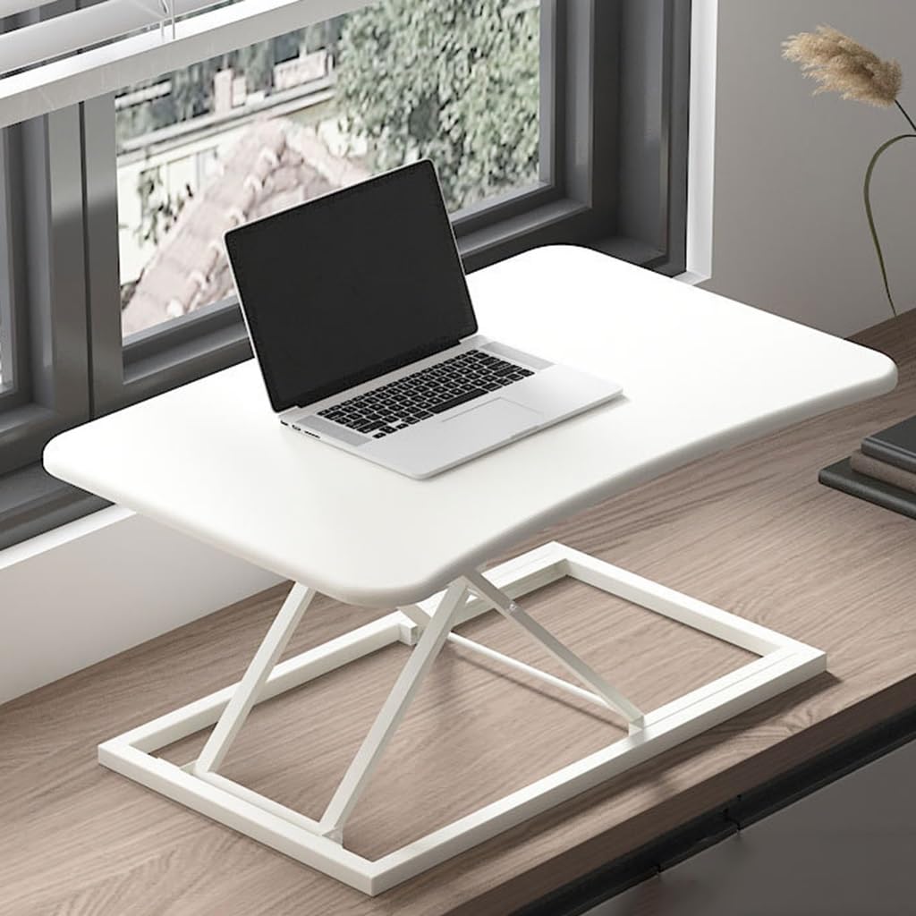 MYUYEE Height Adjustable Standing Desk Converter, Ergonomic Tabletop Workstation Monitor Riser For Laptops And Monitor Riser (White)