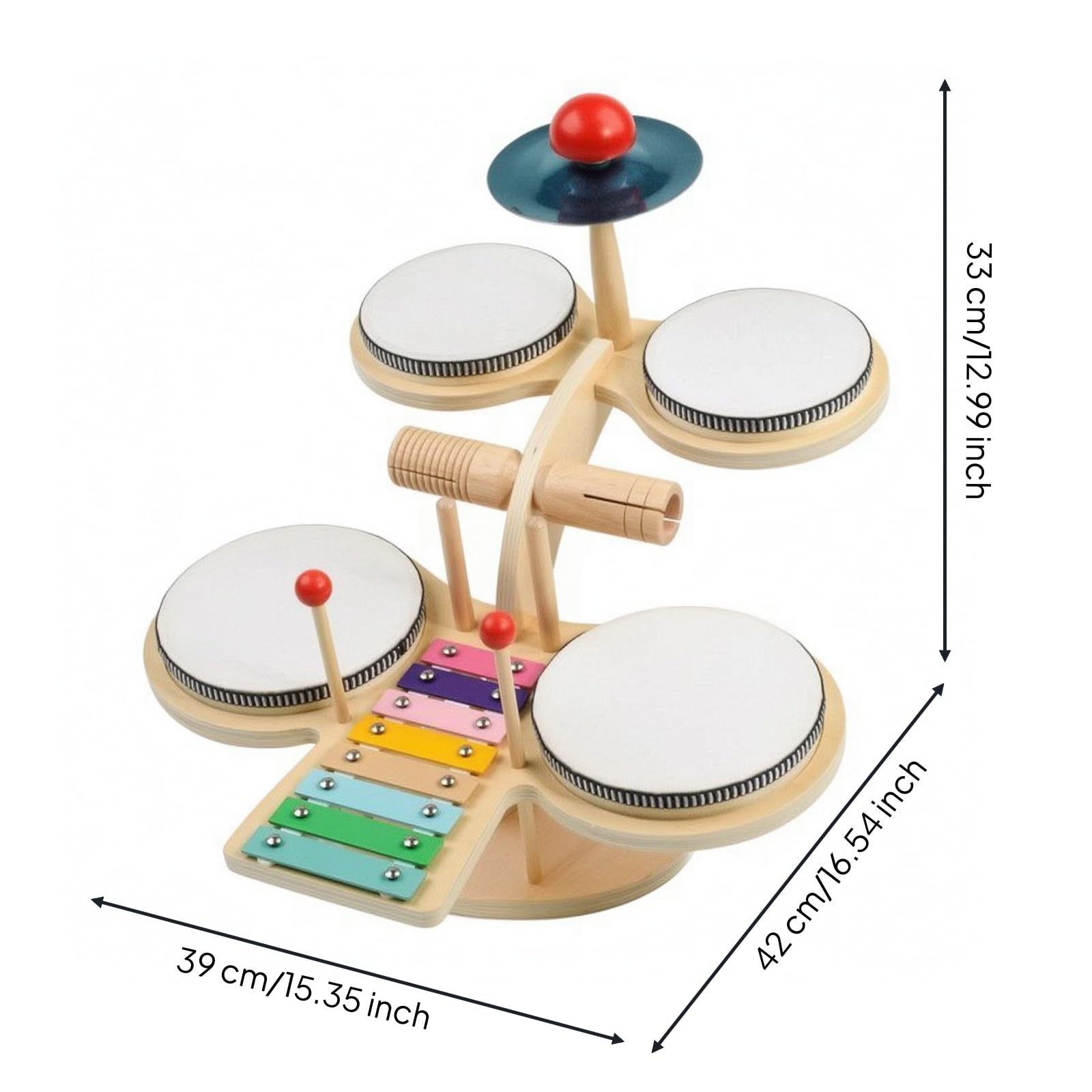 Banco Musicale in Legno | Multistrumento, Tavolo Musicale con Xilofono, Strumento a Percussione con Xilofono, per Casa, Neonati , Stile B