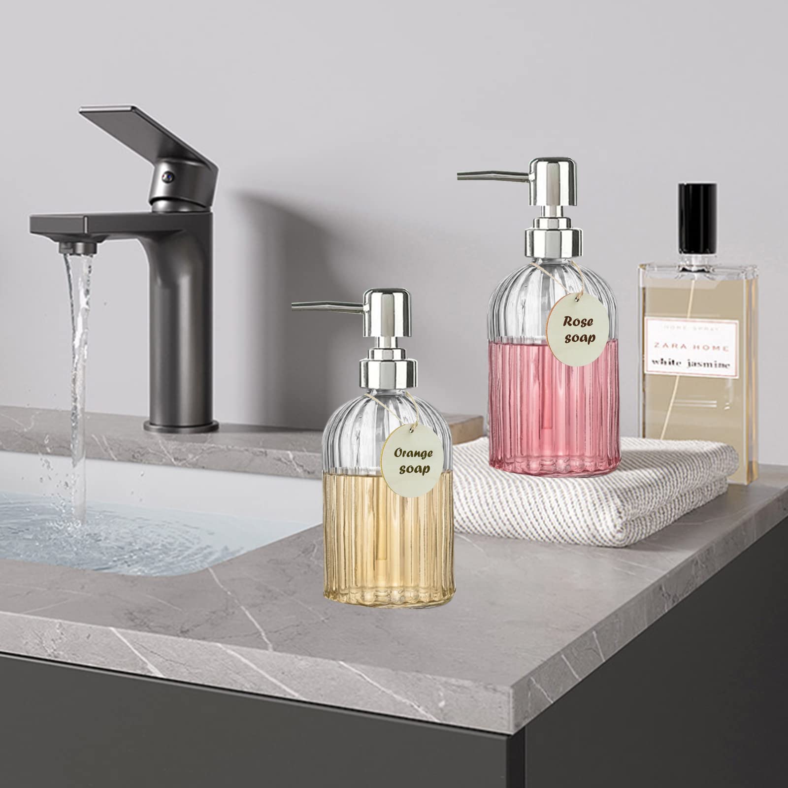 Amazon｜siawadeky ソープディスペンサー ガラス製 2本入 500ml