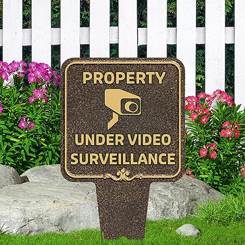 Image of Property Under Video Surveillance Sign, 9x17, Heavy Duty Integrated Ground Stakes, Indoor /Outdoor Use, Rust Free Aluminum Composite, Made in USA by My Sign center