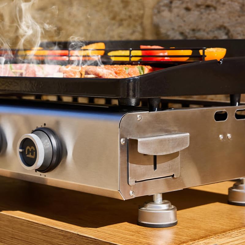 BRASERO BY FAVEX - Plancha gaz Silvia IIG Evo 3 feux – 7,95 kW – plaque fonte émaillée 5 mm – cuisson homogène Stable Flame – 67 x 34 cm – 8 à 10 convives – Clear Flow
