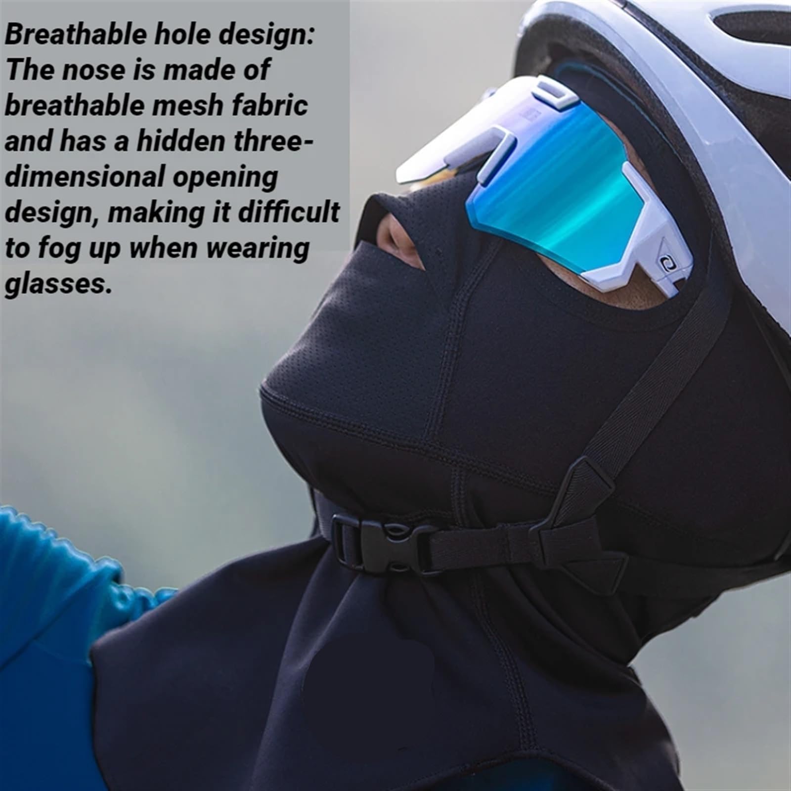 Máscara a Prueba de Viento for Ciclismo Máscaras de ángulo de visión Grande for Hombres Máscara Facial Completa con Bloqueo de Temperatura y Almacenamiento de Calor(L)