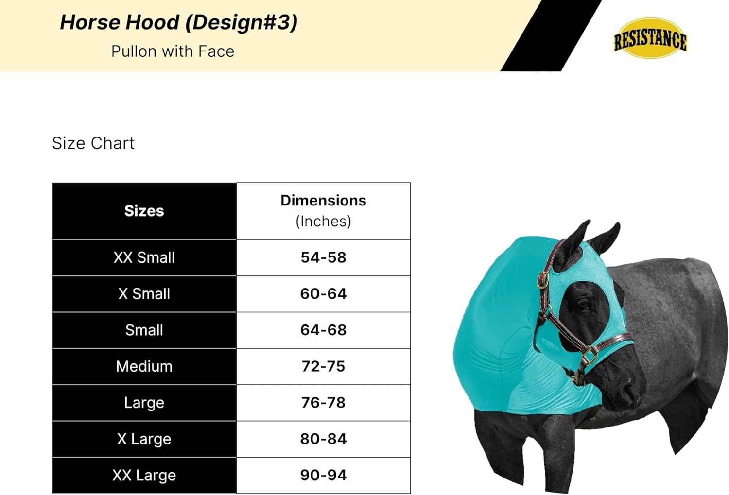 RESISTANCE Premium Horse Hood Pull-On with Face - Horse Sleazy Slickers and Horse Care Sheet