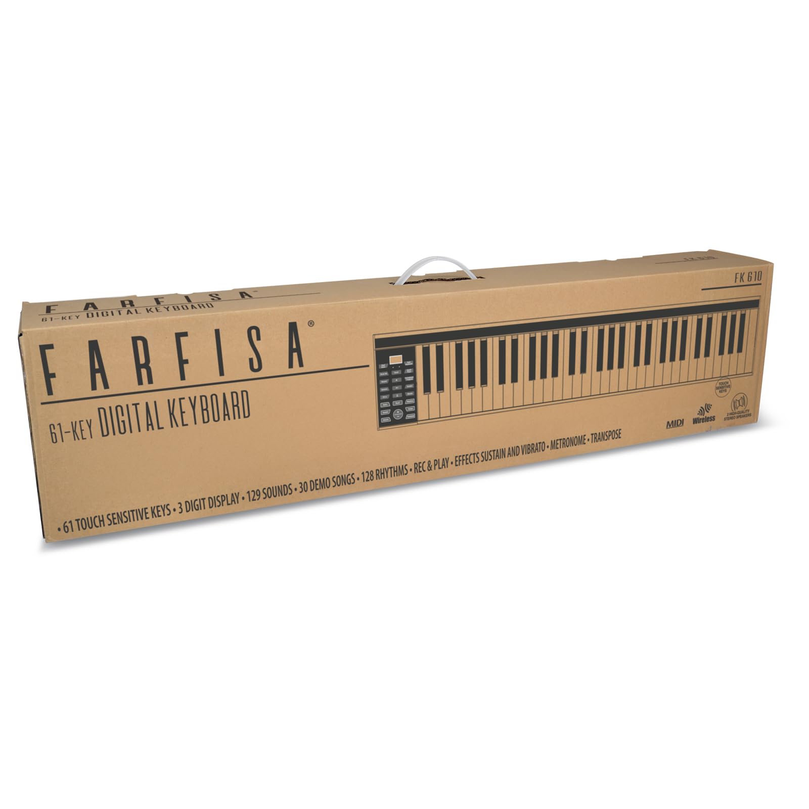 Farfisa | Tastiera Digitale Professionale MIDI a 61 Tasti con Funzione Touch e Altoparlanti Stereo, 91,5x17,6x6,6cm