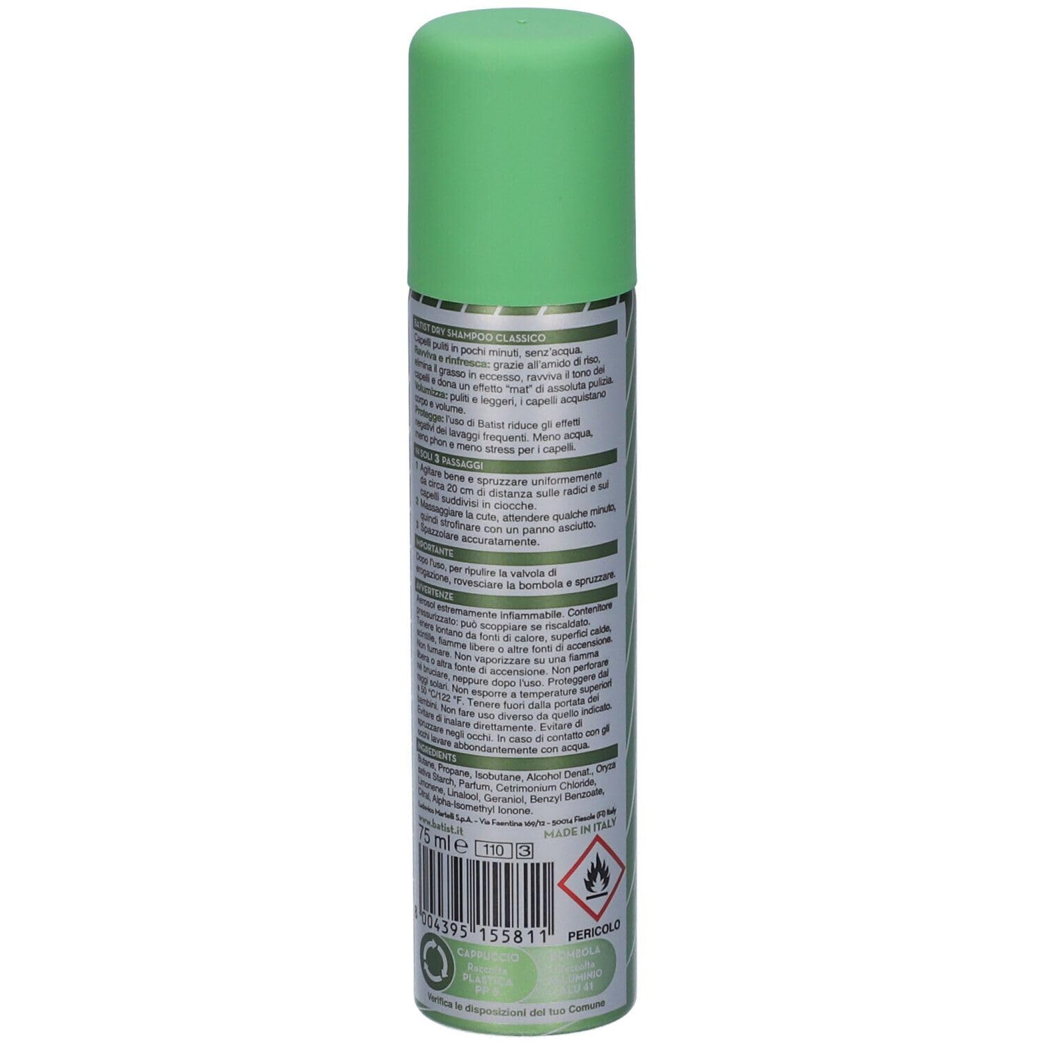 12x Batist Dry Shampoo Classico - Trockenshampoo Reinigt das Haar in nur wenigen Minuten ohne Wasser 75ml+ Beni Culinari Kostenloser Schlüsselanhänger