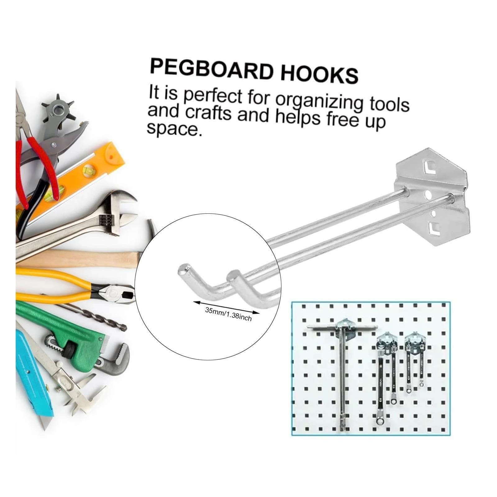 25/50/75/100/150/200mm Garage Pegboard Gancio Foro Bordo Acciaio Obliquo Gancio Scaffale Martello/Pinze Montaggio A Parete Rack di Stoccaggio(75mm,10pcs)