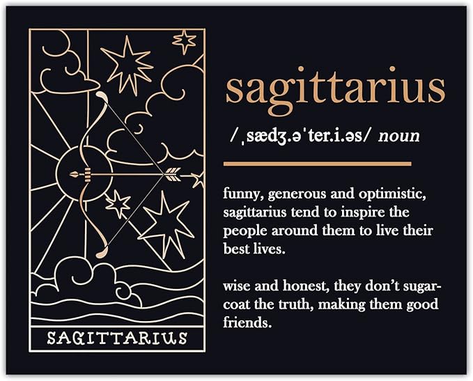 Buzz Unplugged Sagittarius Zodiac Astrology Poster: Unique Astronomy Boho Wall Art Poster for Home, Office, Bedroom & Living Room Decor - Unframed Posters 8x10