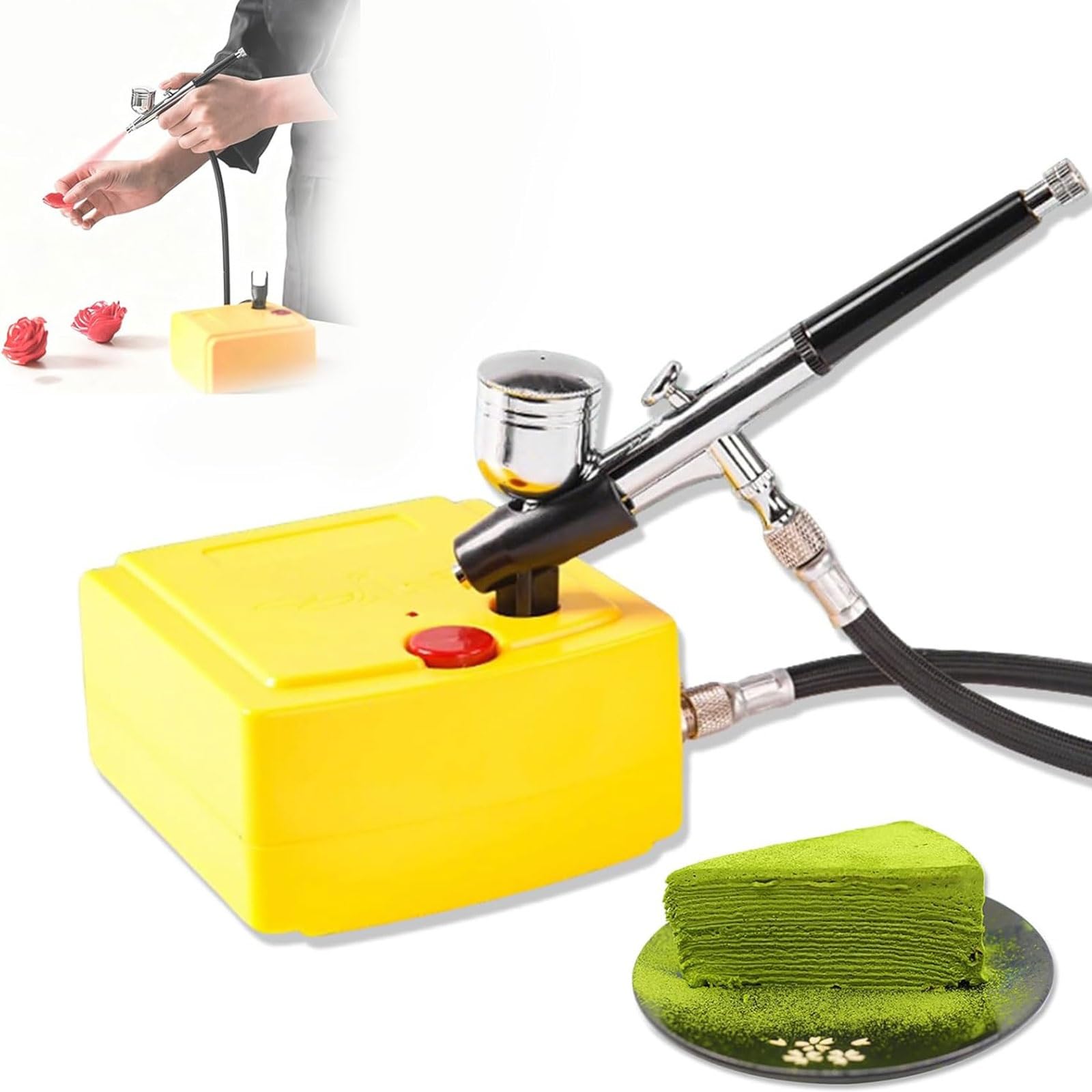 Evita manchas en tartas con este kit de aerógrafo portátil y soporte giratorio 360°