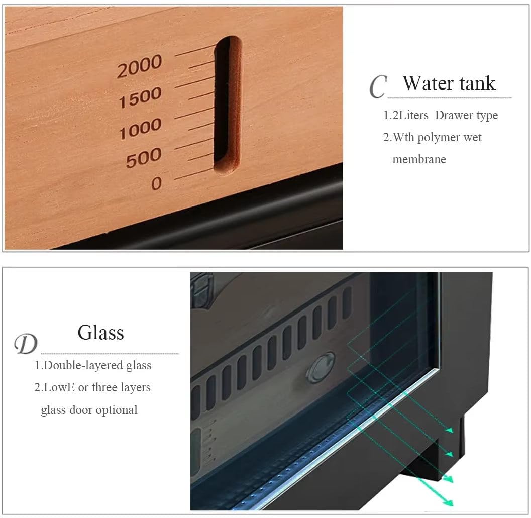 Elektrischer Humidor mit Schloss, Intelligenter Zigarrenkühler mit Zedernholzregal & Schublade, LED-Licht & Tür aus gehärtetem Glas für 100 Zigarren