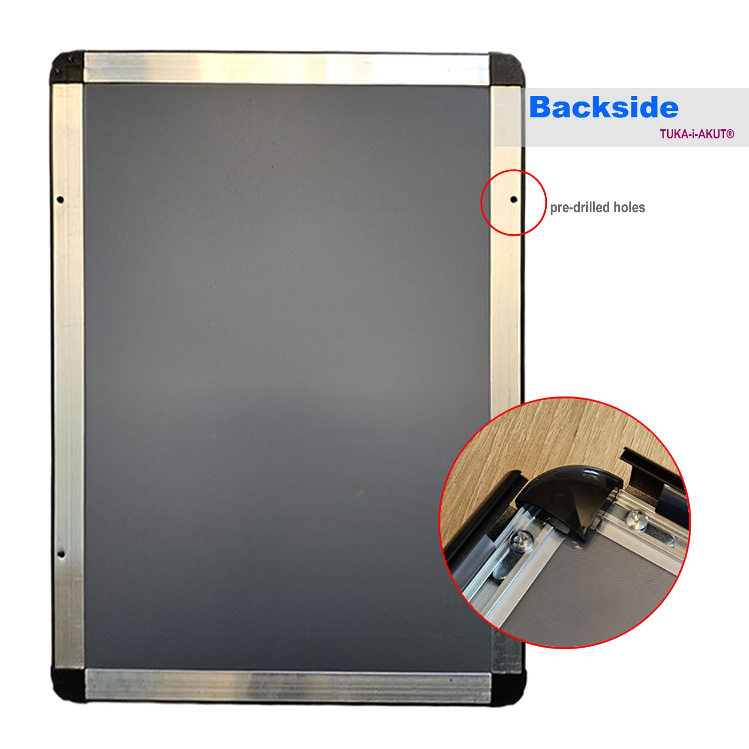 TUKA-i-AKUT 5x A3 Aluminium Clip Frame, Profilé Aluminium 25 mm Cadre pour Affiche Photo Poster, Cadre d'Affichage avec Vitre de Protection, Fixation Argent Couleur TKD8420-A3-5X