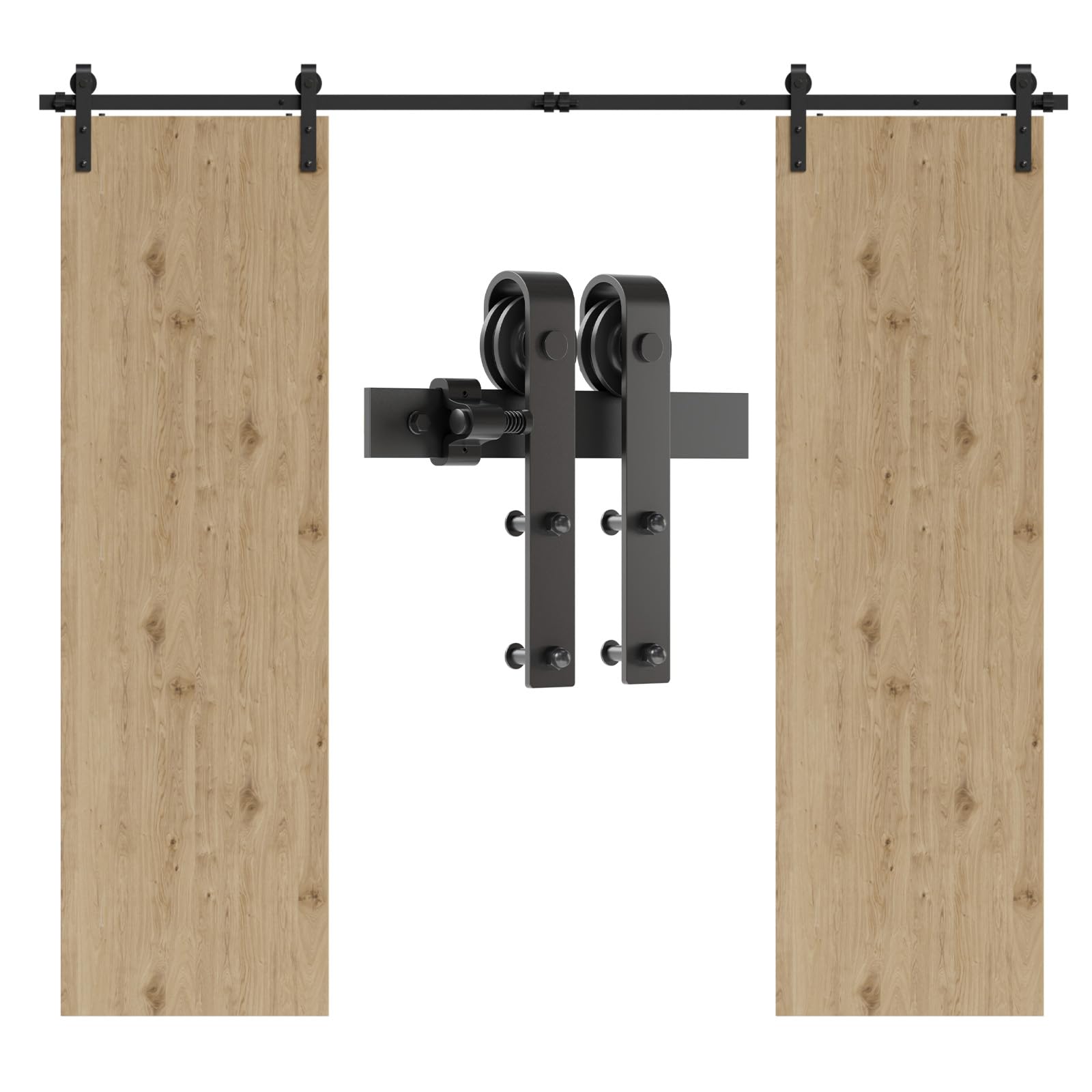 9FT/274cm Sliding Barn Wood Door Hardware Closet Kit Sliding Track Roller Hangers for Double Doors